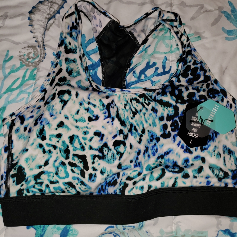 LuLaRoe Teal and Black Leopard Sports Bra